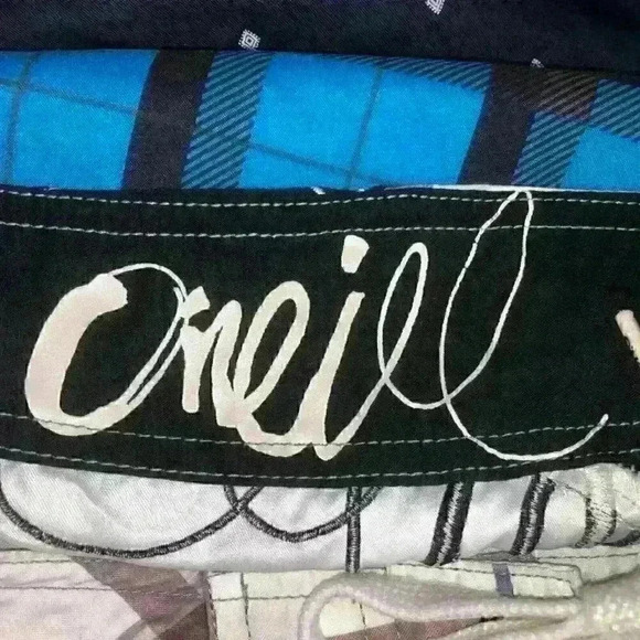 O'Neill White M Plaid Drawstring Swimming Trunks - Picture 5 of 5